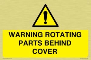 WARNING ROTATING PARTS BEHIND COVER